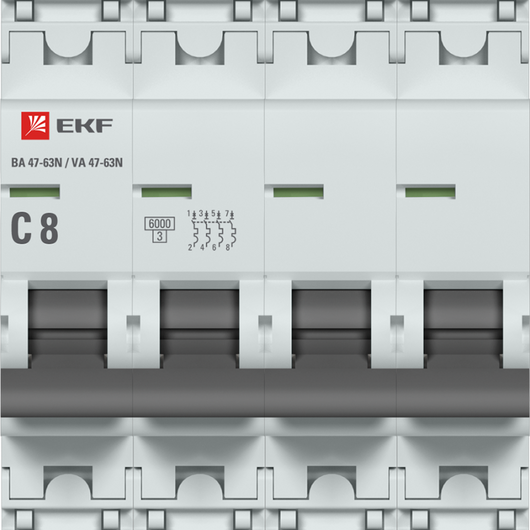 Выключатель автоматический модульный 4п C 8А 6кА ВА 47-63N PROxima EKF M636408C • Купить по низкой цене в интернет-магазине СМЭК