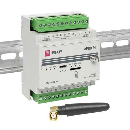 Контроллер базовый ePRO 24 удаленного управления 6вх/4вых 230В WiFi GSM с внешней антенной PROxima EKF ePRO-6-4-230-WG1, изображение 3 • Купить по низкой цене в интернет-магазине СМЭК