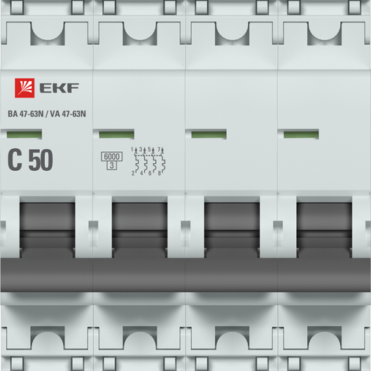 Выключатель автоматический модульный 4п C 50А 6кА ВА 47-63N PROxima EKF M636450C • Купить по низкой цене в интернет-магазине СМЭК