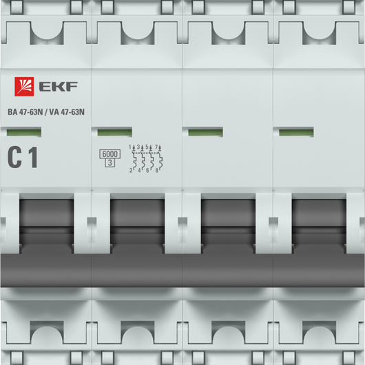 Выключатель автоматический модульный 4п C 1А 6кА ВА 47-63N PROxima EKF M636401C • Купить по низкой цене в интернет-магазине СМЭК