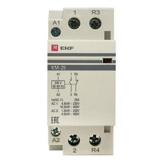 Контактор модульный КМ 25А NО+NC (2 мод.) EKF km-2-25-11, изображение 2 • Купить по низкой цене в интернет-магазине СМЭК