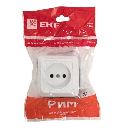 Розетка 1-м ОП Рим 10А IP20 без заземл. бел. EKF ENR10-022-10, изображение 2 • Купить по низкой цене в интернет-магазине СМЭК