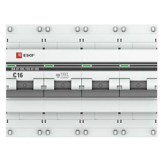 Выключатель автоматический модульный 4п C 16А 10кА ВА 47-100 PROxima EKF mcb47100-4-16C-pro, изображение 4 • Купить по низкой цене в интернет-магазине СМЭК