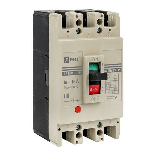 Выключатель автоматический 3п 63/16А 25кА ВА-99М PROxima EKF mccb99-63-16m, изображение 2 • Купить по низкой цене в интернет-магазине СМЭК