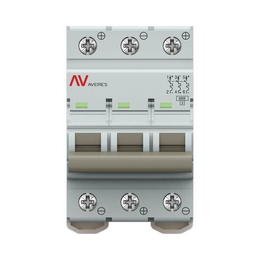 Выключатель автоматический модульный 3п C 20А 6кА AV-6 AVERES EKF mcb6-DC-3-20C-av, изображение 3 • Купить по низкой цене в интернет-магазине СМЭК