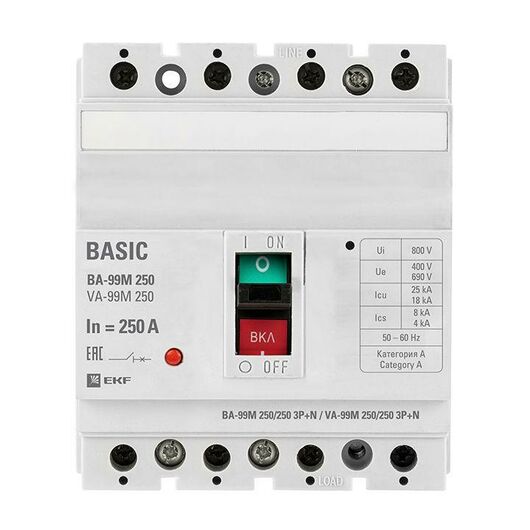 Выключатель автоматический 4п (3P+N) 250/250А 35кА ВА-99М PROxima EKF mccb99-250-250m-4P • Купить по низкой цене в интернет-магазине СМЭК