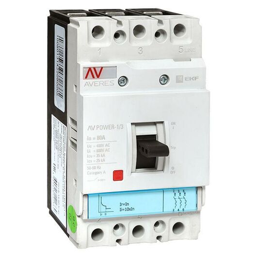 Выключатель автоматический 3п 80А 35кА AV POWER-1/3 TR AVERES EKF mccb-13-80-TR-av, изображение 2 • Купить по низкой цене в интернет-магазине СМЭК