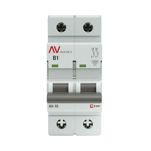 Выключатель автоматический модульный 2п B 1А 10кА AV-10 AVERES EKF mcb10-2-01B-av, изображение 2 • Купить по низкой цене в интернет-магазине СМЭК