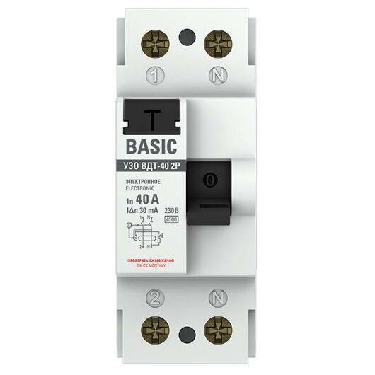 Выключатель дифференциального тока (УЗО) 2п 40А 30мА тип AC Basic электрон.EKF elcb-2-40-30e-sim, изображение 3 • Купить по низкой цене в интернет-магазине СМЭК