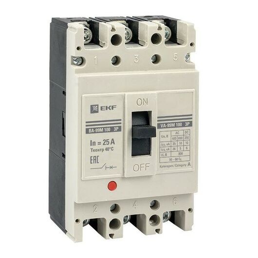 Выключатель автоматический 3п 100/25А 35кА ВА-99М PROxima EKF mccb99-100-25m, изображение 2 • Купить по низкой цене в интернет-магазине СМЭК