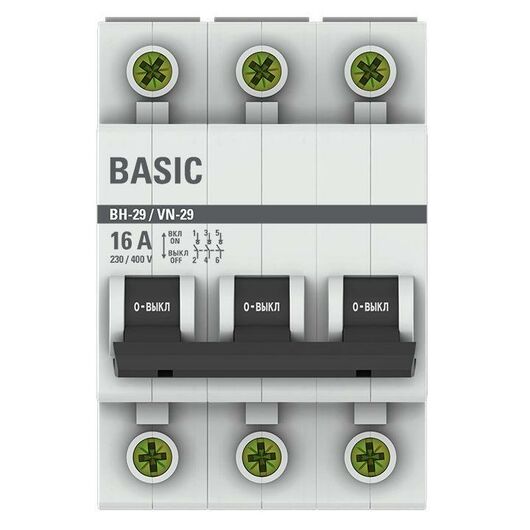 Выключатель нагрузки 3п 16А ВН-29 Basic EKF SL29-3-16-bas, изображение 3 • Купить по низкой цене в интернет-магазине СМЭК