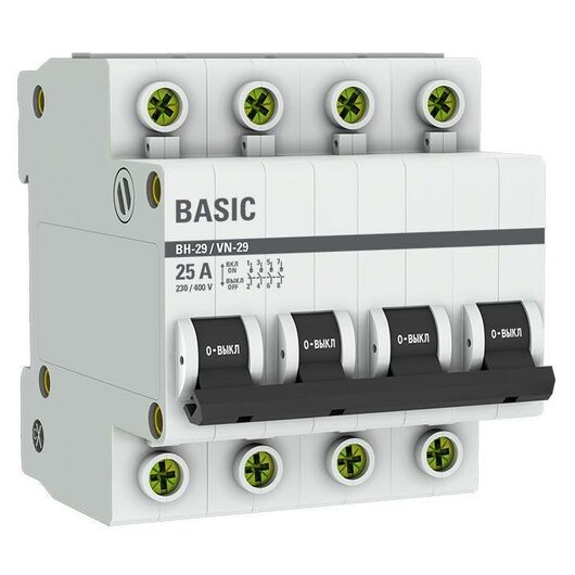 Выключатель нагрузки 4п 25А ВН-29 Basic EKF SL29-4-25-bas, изображение 3 • Купить по низкой цене в интернет-магазине СМЭК