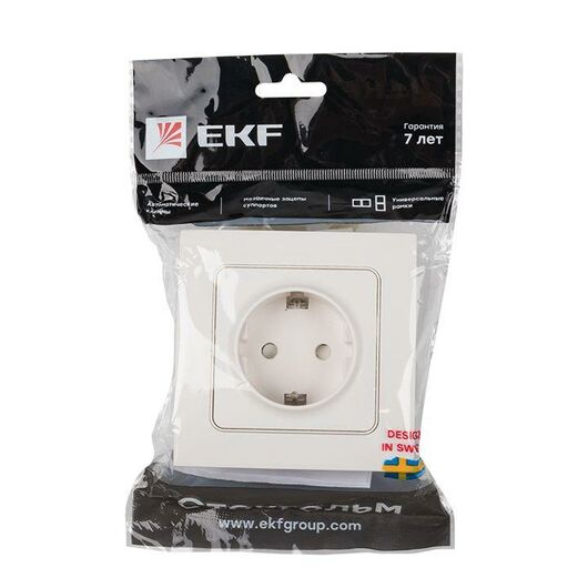 Розетка 1-м СП Стокгольм 16А IP20 с заземл. защ. шторки бел. PROxima EKF EXR16-028-10, изображение 2 • Купить по низкой цене в интернет-магазине СМЭК