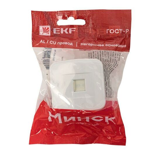 Розетка компьютерная 1-м ОП Минск RJ45 1А 120В бел. Basic EKF EGK01-035-10, изображение 2 • Купить по низкой цене в интернет-магазине СМЭК