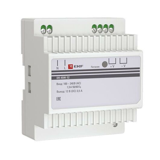 Блок питания 12В DR-45W-12 PROxima EKF dr-45w-12, изображение 2 • Купить по низкой цене в интернет-магазине СМЭК