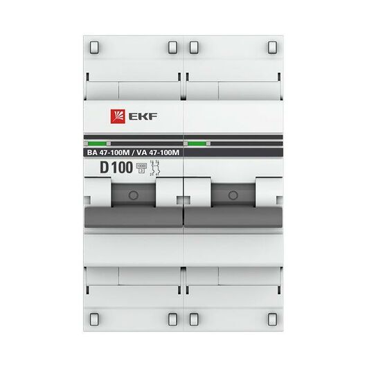 Выключатель автоматический модульный 2п D 100А 10кА ВА 47-100M электромагнит. расцеп. PROxima EKF mcb47100m-2-100D-pro, изображение 4 • Купить по низкой цене в интернет-магазине СМЭК