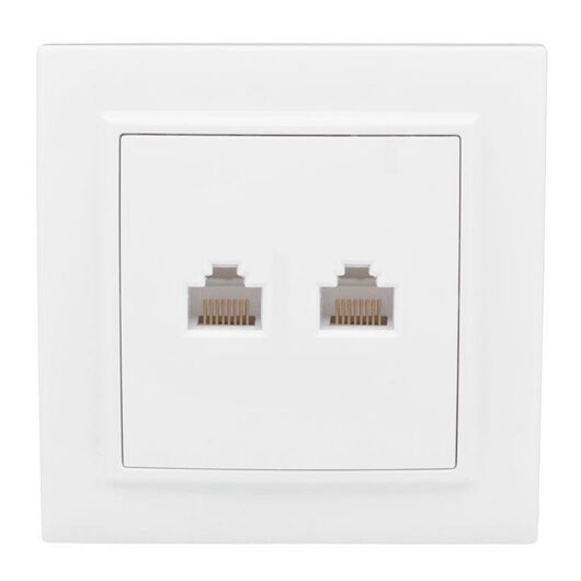 Розетка компьютерная + телефонная 2-м СП Минск RJ45 + Phone бел. Basic EKF ERK00-135-10, изображение 3 • Купить по низкой цене в интернет-магазине СМЭК