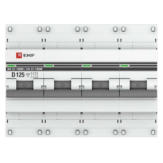 Выключатель автоматический модульный 4п D 125А 10кА ВА 47-100M электромагнит. расцеп. PROxima EKF mcb47100m-4-125D-pro, изображение 4 • Купить по низкой цене в интернет-магазине СМЭК