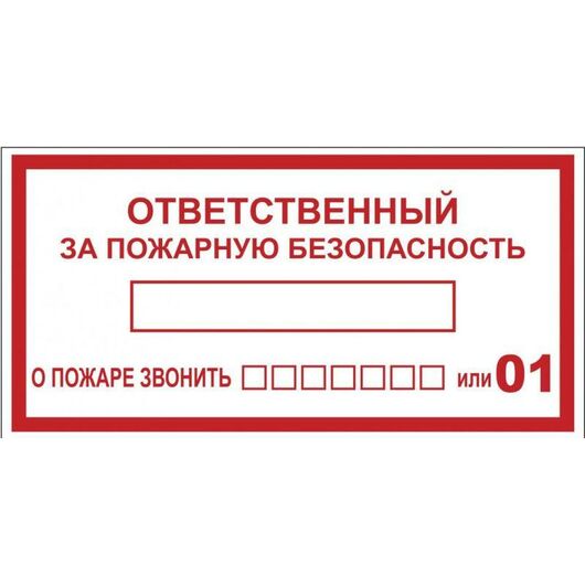Наклейка "Ответственный за пожарную безопасность" B03 100х200мм PROxima EKF an-4-05 • Купить по низкой цене в интернет-магазине СМЭК