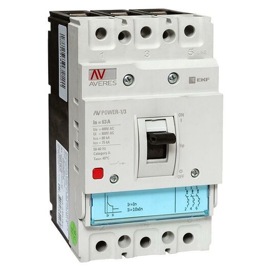 Выключатель автоматический 63А 80кА AV POWER-1/3 TR AVERES EKF mccb-13-63H-TR-av, изображение 2 • Купить по низкой цене в интернет-магазине СМЭК