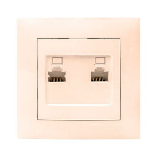 Розетка компьютерная 2-м СП Валенсия RJ45 крем. PROxima EKF EWK02-035-20, изображение 2 • Купить по низкой цене в интернет-магазине СМЭК