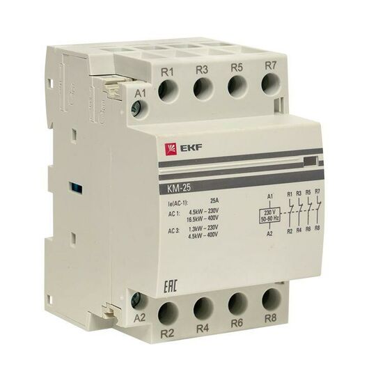 Контактор модульный КМ 25А 4NC (3 мод.) PROxima EKF km-3-25-04, изображение 4 • Купить по низкой цене в интернет-магазине СМЭК