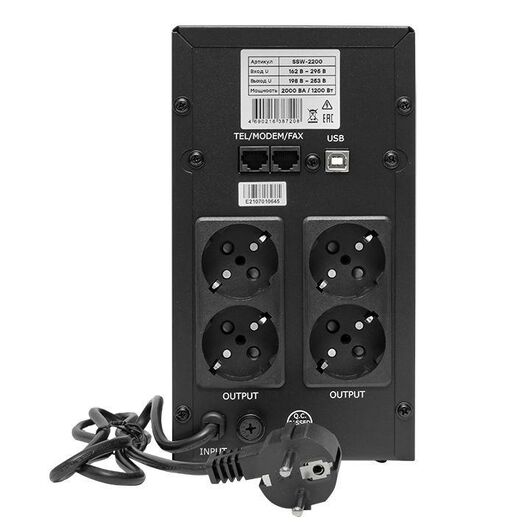 Источник бесперебойного питания линейно-интерактивный E-Power SSW 200 2000ВА Proxima EKF SSW-2200, изображение 5 • Купить по низкой цене в интернет-магазине СМЭК