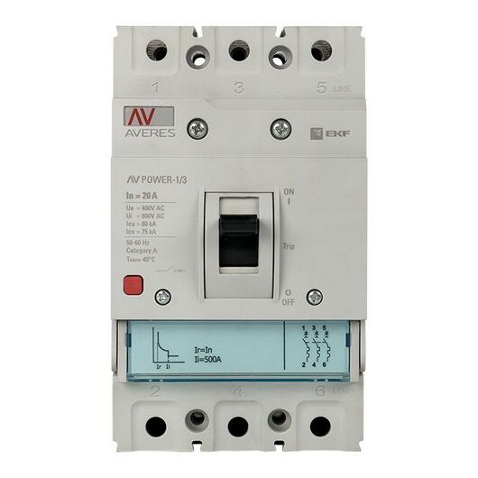 Выключатель автоматический 3п 20А 35кА AV POWER-1/3 TR AVERES EKF mccb-13-20-TR-av, изображение 3 • Купить по низкой цене в интернет-магазине СМЭК