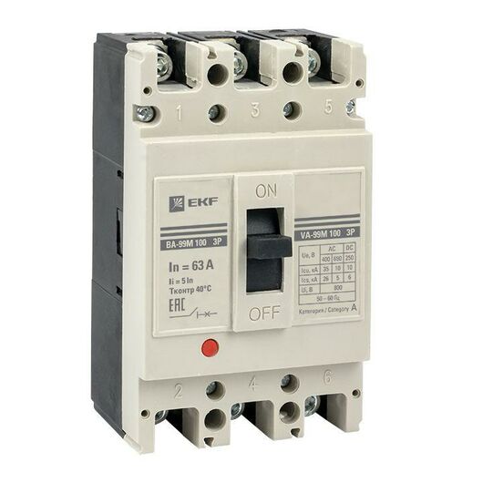 Выключатель автоматический 3п 100/80А 5In 35кА ВА-99М PROxima EKF mccb99-3P5In100-80m • Купить по низкой цене в интернет-магазине СМЭК