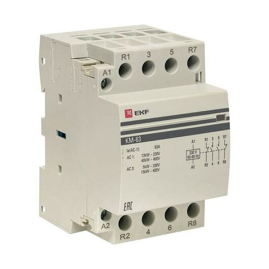 Контактор модульный КМ 63А 2NО+2NC (3 мод.) PROxima EKF km-3-63-22, изображение 4 • Купить по низкой цене в интернет-магазине СМЭК