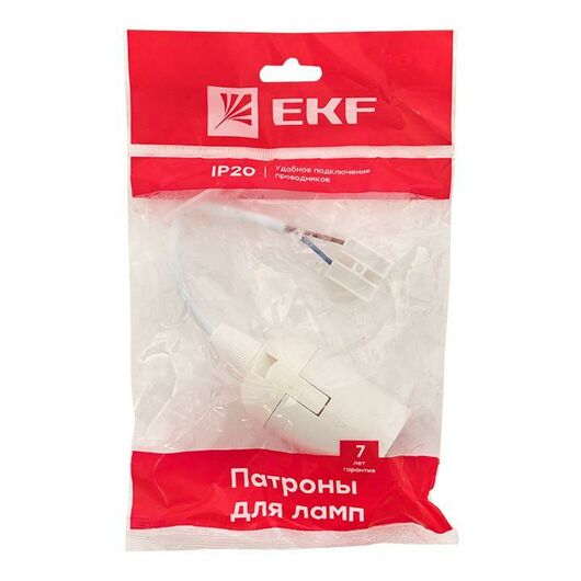 Патрон Е27 подвесной с клеммной колодкой пласт бел. (инд. пакет) EKF LHP-E27-w-p • Купить по низкой цене в интернет-магазине СМЭК
