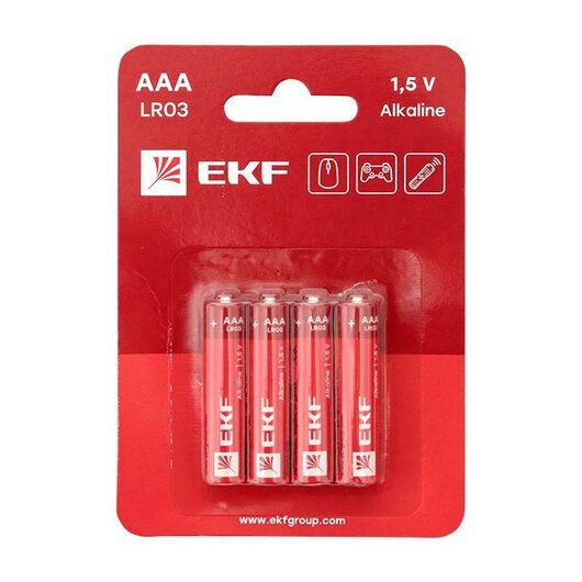 Элемент питания алкалиновый AAA/LR03 (блист.4шт) EKF LR03-BL4, изображение 2 • Купить по низкой цене в интернет-магазине СМЭК