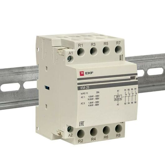 Контактор модульный КМ 25А 4NC (3 мод.) PROxima EKF km-3-25-04, изображение 5 • Купить по низкой цене в интернет-магазине СМЭК