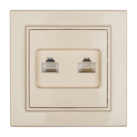 Розетка компьютерная + телефонная 2-м СП Минск RJ45 + Phone беж. EKF ERK00-135-20, изображение 2 • Купить по низкой цене в интернет-магазине СМЭК