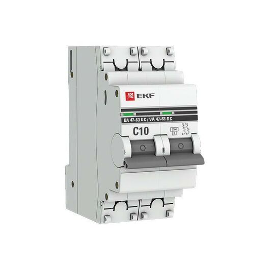 Выключатель автоматический модульный 2п C 10А 6кА ВА 47-63 DC PROxima EKF mcb4763-DC-2-10C-pro, изображение 3 • Купить по низкой цене в интернет-магазине СМЭК