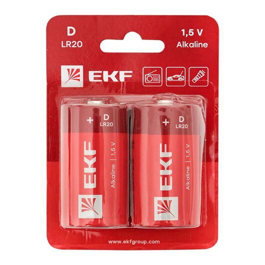Элемент питания алкалиновый D/LR20 (блист.2шт) EKF LR20-BL2, изображение 3 • Купить по низкой цене в интернет-магазине СМЭК