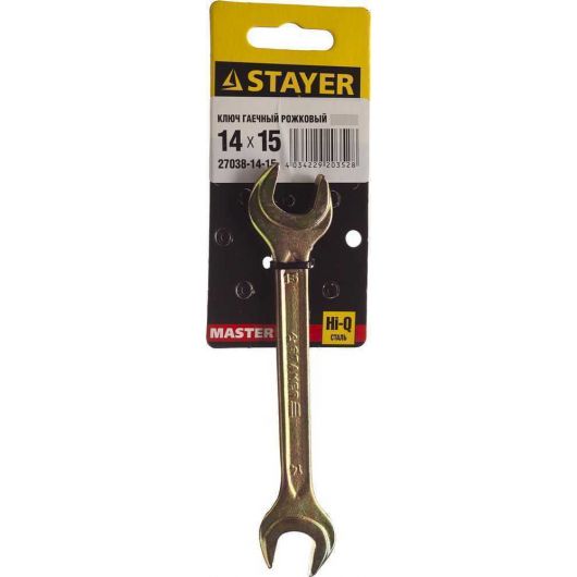 Рожковый гаечный ключ STAYER 14 x 15 мм 27038-14-15, изображение 2 • Купить по низкой цене в интернет-магазине СМЭК