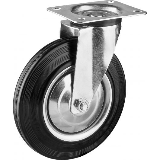 Поворотное колесо резина/металл игольчатый подшипник ЗУБР Профессионал d=200 мм г/п 185 кг 30936-200 • Купить по низкой цене в интернет-магазине СМЭК