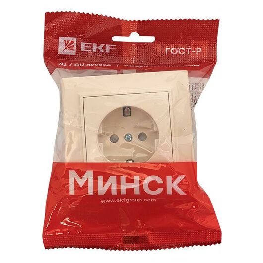 Розетка 1-м СП Минск 16А IP20 с заземл. защ. шторки беж. EKF ERR16-028-200, изображение 4 • Купить по низкой цене в интернет-магазине СМЭК