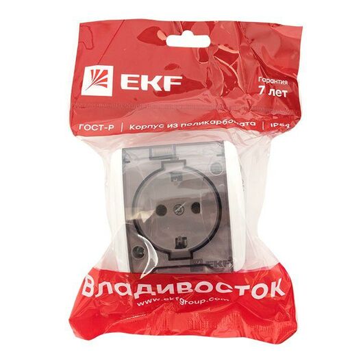 Розетка 1-м ОП Владивосток 16А IP54 с заземл. с прозр. крышкой бел. EKF EQR16-029-30-54-T • Купить по низкой цене в интернет-магазине СМЭК