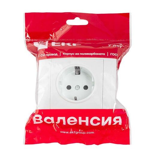 Розетка 1-м СП Валенсия 16А IP20 с заземл. защ. шторки бел. PROxima EKF EWR16-028-10, изображение 4 • Купить по низкой цене в интернет-магазине СМЭК