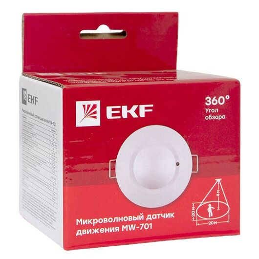 Датчик движения микроволновый MW-701 1200Вт 360гр. до 8м IP20 бел. PROxima EKF dd-mw-701, изображение 12 • Купить по низкой цене в интернет-магазине СМЭК