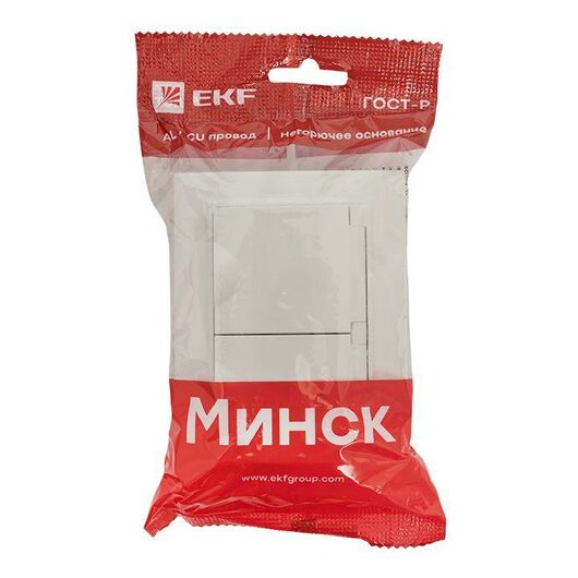 Розетка 2-м СП Минск 16А IP44 с заземл. защ. шторки с крышкой бел. EKF ERR16-129-200-44, изображение 4 • Купить по низкой цене в интернет-магазине СМЭК