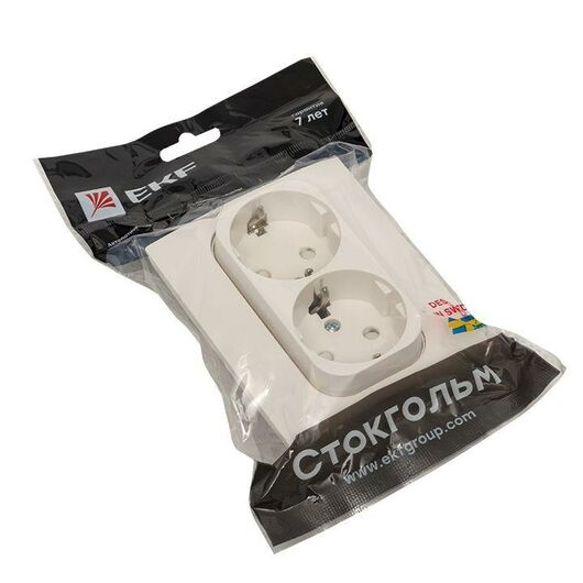 Розетка 2-м СП Стокгольм 16А IP20 с заземл. защ. шторки бел. PROxima EKF EXR16-128-10, изображение 6 • Купить по низкой цене в интернет-магазине СМЭК