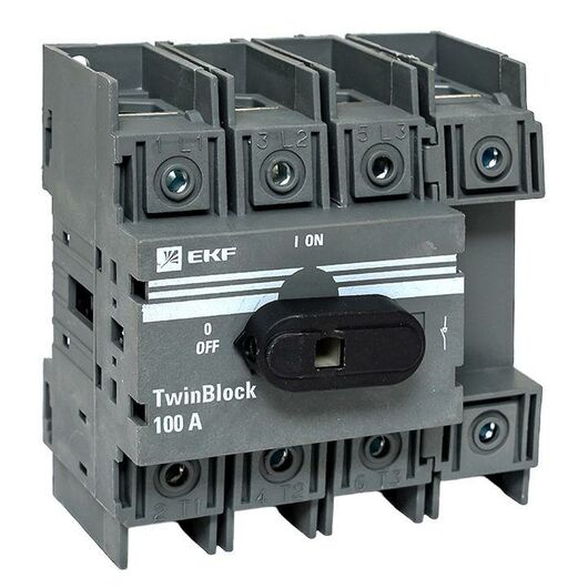 Рубильник 4п 100А с рукояткой управления для прямой установки TwinBlock EKF tb-100-4p-f, изображение 8 • Купить по низкой цене в интернет-магазине СМЭК