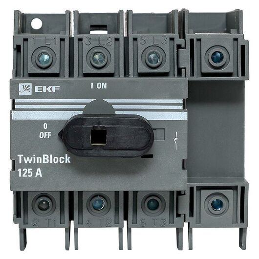 Рубильник 4п 125А с рукояткой управления для прямой установки TwinBlock EKF tb-125-4p-f • Купить по низкой цене в интернет-магазине СМЭК