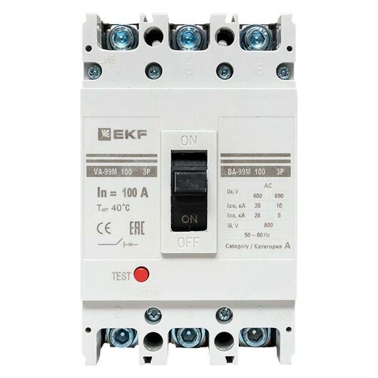 Выключатель автоматический 3п 100/100А 35кА ВА-99М PROxima EKF mccb99-100-100m, изображение 8 • Купить по низкой цене в интернет-магазине СМЭК