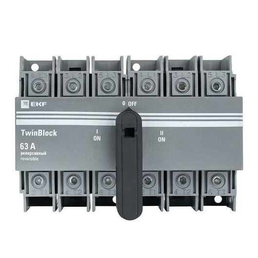 Рубильник 3п 63А реверсивный с рукояткой для прямой установки TwinBlock EKF tb-s-63-3p-rev, изображение 6 • Купить по низкой цене в интернет-магазине СМЭК