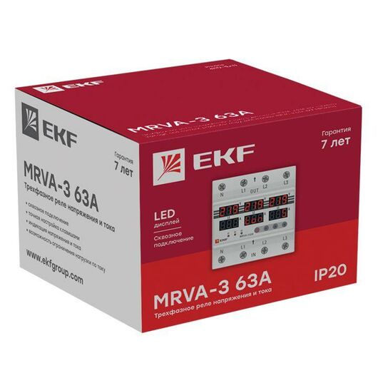 Реле напряжения и тока трехфазное с дисплеем MRVA-3 63A EKF MRVA-3-63A • Купить по низкой цене в интернет-магазине СМЭК