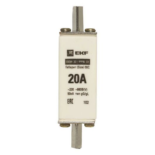 Вставка плавкая ППН-33 100/20А габарит 00C PROxima EKF fus-33/100/20, изображение 5 • Купить по низкой цене в интернет-магазине СМЭК